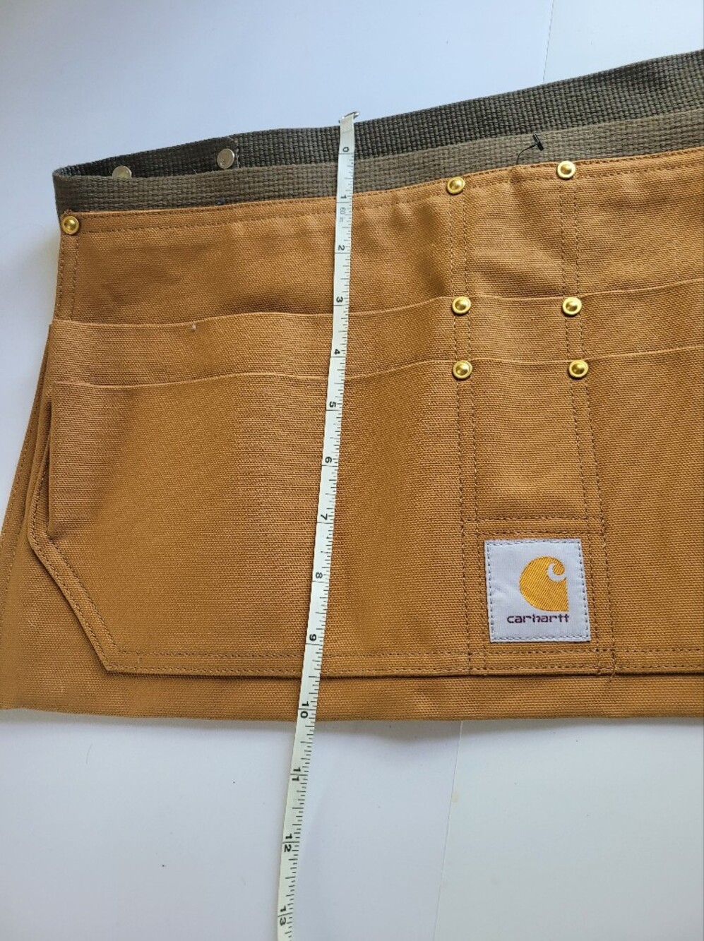 Carhartt Tan/Brown Canvas Waist Tool Pouch Adjustable Strap Firm Duck Nail Apron - Picture 4 of 6